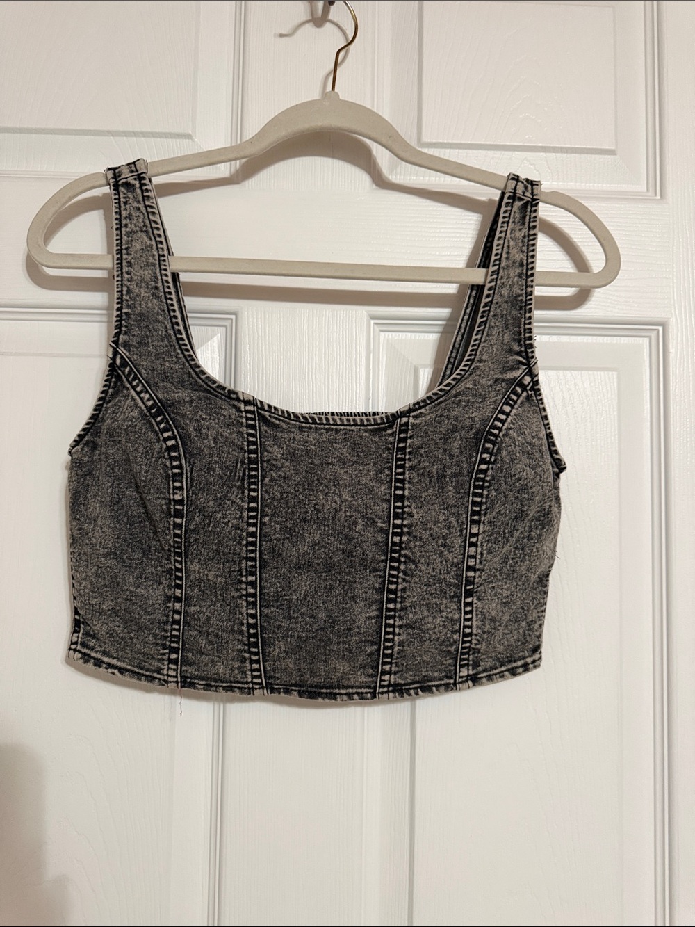 Mustard Seed Washed Black Denim Crop Tank